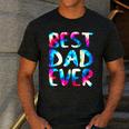 Best Dad Ever Colorful Tie Dye Fathers Day Men's Casual T-Shirt Dark Grey