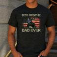 Best Frenchie Dad Ever Bulldog American Flag Men's Casual T-Shirt Dark Grey