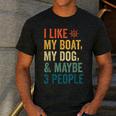 I Like My Boat Dog And Maybe 3 People Retro Sailor Dad Men's Casual T-Shirt Dark Grey