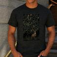Camo Deer American Flag Graphic Hunting Men Dad Boys Men's Casual T-Shirt Dark Grey