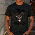 Camo Deer Hunting Is My Happy Place Dad Hunter Men's Casual T-Shirt Dark Grey