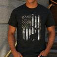 Camo US Flag Deer Elk Buck Camoflage Hunting Hunter Dad Short Sleeve Men's Casual T-Shirt Dark Grey
