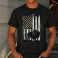 Camo USA Flag Bison Camouflage Hunting Wildlife Hunter Dad Men's Casual T-Shirt Dark Grey