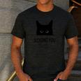 Cat Judging You Silently Cat Mom Dad Premium Tri-Blend Men's Casual T-Shirt Dark Grey