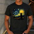 Cat Starry Night Van Gogh Cat For Cat Lover Cat Mom Cat Dad Men's Casual T-Shirt Dark Grey Cat Starry Night Van Gogh Cat For Cat Lover Cat Mom Cat Dad Men's Casual T-Shirt Dark Grey