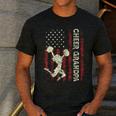 Cheer Grandpa US Flag Dad Patriotic Cheerleader Fathers Day Men's Casual T-Shirt Dark Grey