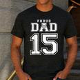 Custom Proud Volleyball Dad Number 15 Personalized For Men Men's Casual T-Shirt Dark Grey