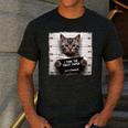 Cute Cat Mugshot Humorous Cat For Cats Lover Cat Mom Cat Dad Men's Casual T-Shirt Dark Grey