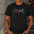 Dachshund Doxie Weenie Mom Dad Heartbeat Tie Dye Dog Men's Casual T-Shirt Dark Grey