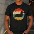 Dachshund Long Haired Dog Vintage Mom Dad Retro Men's Casual T-Shirt Dark Grey