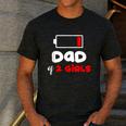 Dad Of 2 Girls Low Battery Daddy Of Two Girls Father Men's Casual T-Shirt Dark Grey