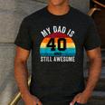 My Dad Is 40 And Still Awesome 40th Retro Birthday Dad Daddy Men's Casual T-Shirt Dark Grey
