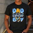 Dad Of The Birthday Boy Blue Dog Family Matching Men's Casual T-Shirt Dark Grey