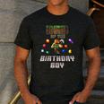 Dad Of The Birthday Boy Video Gamer Pixel Number Men's Casual T-Shirt Dark Grey