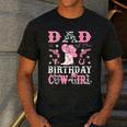 Dad Of The Birthday Cowgirl Pink Disco Rodeo Western Men's Casual T-Shirt Dark Grey