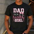 Dad Of The Birthday Girl Pink Bow Flower Birthday Girl Men's Casual T-Shirt Dark Grey