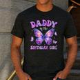 Dad Of The Birthday Girl Tie Dye Butterfly Birthday Family Men's Casual T-Shirt Dark Grey
