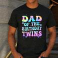 Dad Of The Birthday Twins Girls Kids Party Retro Bday Men's Casual T-Shirt Dark Grey