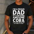 Dad Of CORA Father's Day Personalized Name Joke Men's Casual T-Shirt Dark Grey