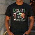Daddy Of The 1 Year Old Football Lover 1st Birthday Boy Men's Casual T-Shirt Dark Grey