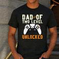 Daddy Again Leveled Up To Dad Of 2 Gamer Dad Level Unlocked Men's Casual T-Shirt Dark Grey
