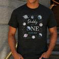 Daddy Houston We Have One Year Old Space Theme 1st Birthday Men's Casual T-Shirt Dark Grey