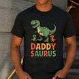 Daddy Saurus Dinosaur Dad Of Two Kids Dino Family Men's Casual T-Shirt Dark Grey