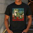 Daddysaurus Father's Day Best Dad T-Rex Papa Men's Casual T-Shirt Dark Grey
