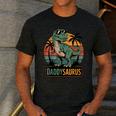 Daddysaurus T Rex Dinosaur Daddy Saurus Family Matching Dad Men's Casual T-Shirt Dark Grey