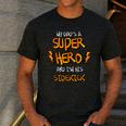 My Dads a Superhero Shirt Cool Kids T Shirt Men's Casual T-Shirt Dark Grey