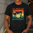 Drumming Basement Drum Set Drummer Rock Dad Grandpa Men's Casual T-Shirt Dark Grey