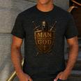 Faithful Warrior Man Of God Christian Men Knight Armor Dad Men's Casual T-Shirt Dark Grey