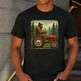 Farmer Men Tractor Rancher Farm Dad Distressed Men's Casual T-Shirt Dark Grey