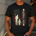 Father's Day Baseball Papa USA Flag Dad Men Baseball Men's Casual T-Shirt Dark Grey