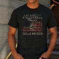 My Favorite Volleyball Player Calls Me Dad USA Flag Men's Casual T-Shirt Dark Grey