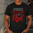 My First Valentine As Dad 2025 For a Proud New Father Men's Casual T-Shirt Dark Grey My First Valentine As Dad 2025 For a Proud New Father Men's Casual T-Shirt Dark Grey