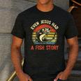 Fishing Even Jesus Had Fish Story Bass Dad Christian Men's Casual T-Shirt Dark Grey