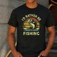 Fishing I'd Rather Be Fishing Bass Fish Dad Jokes Men's Casual T-Shirt Dark Grey