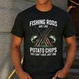 Fishing Rods Are Like Potato Chips Dad Fisherman Men's Casual T-Shirt Dark Grey Fishing Rods Are Like Potato Chips Dad Fisherman Men's Casual T-Shirt Dark Grey