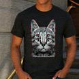 Glitch Weird Cat Kitten Optical Illusion Cat Mom Dad Men's Casual T-Shirt Dark Grey Glitch Weird Cat Kitten Optical Illusion Cat Mom Dad Men's Casual T-Shirt Dark Grey