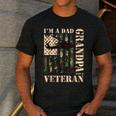 Grandpa Veteran Fathers Day Dad Veteran Camo American Flag Men's Casual T-Shirt Dark Grey