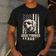 Great Pyrenees Dog Dad American Flag For Father Men Men's Casual T-Shirt Dark Grey