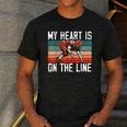 My Heart Is On The Line Football Mom Dad Offensive Lineman Men's Casual T-Shirt Dark Grey