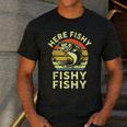 Here-Fishy Fishing Boy Large Mouth Bass Dad Men's Casual T-Shirt Dark Grey