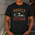 Hooked On Being Stepdad Father's Day Fishing Stepdad Men's Casual T-Shirt Dark Grey