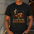 I’Ll Be In The Backyard Cigar Whiskey Dad Bourbon BBQ Summer Men's Casual T-Shirt Dark Grey