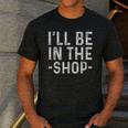 I'Ll Be In The Shop Mechanic Dad Joke Handyman Grandpa Men's Casual T-Shirt Dark Grey
