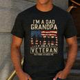 I'm A Dad Grandpa And Veteran Patriotic US Flag Veterans Day Men's Casual T-Shirt Dark Grey