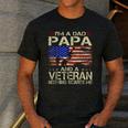 I'm A Dad Papa And Veteran Retro Dad Papa Grandpa Men's Casual T-Shirt Dark Grey