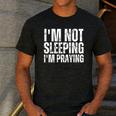 I'm Not Sleeping I'm Praying Mom Dad Joke Premium Tri-Blend Men's Casual T-Shirt Dark Grey